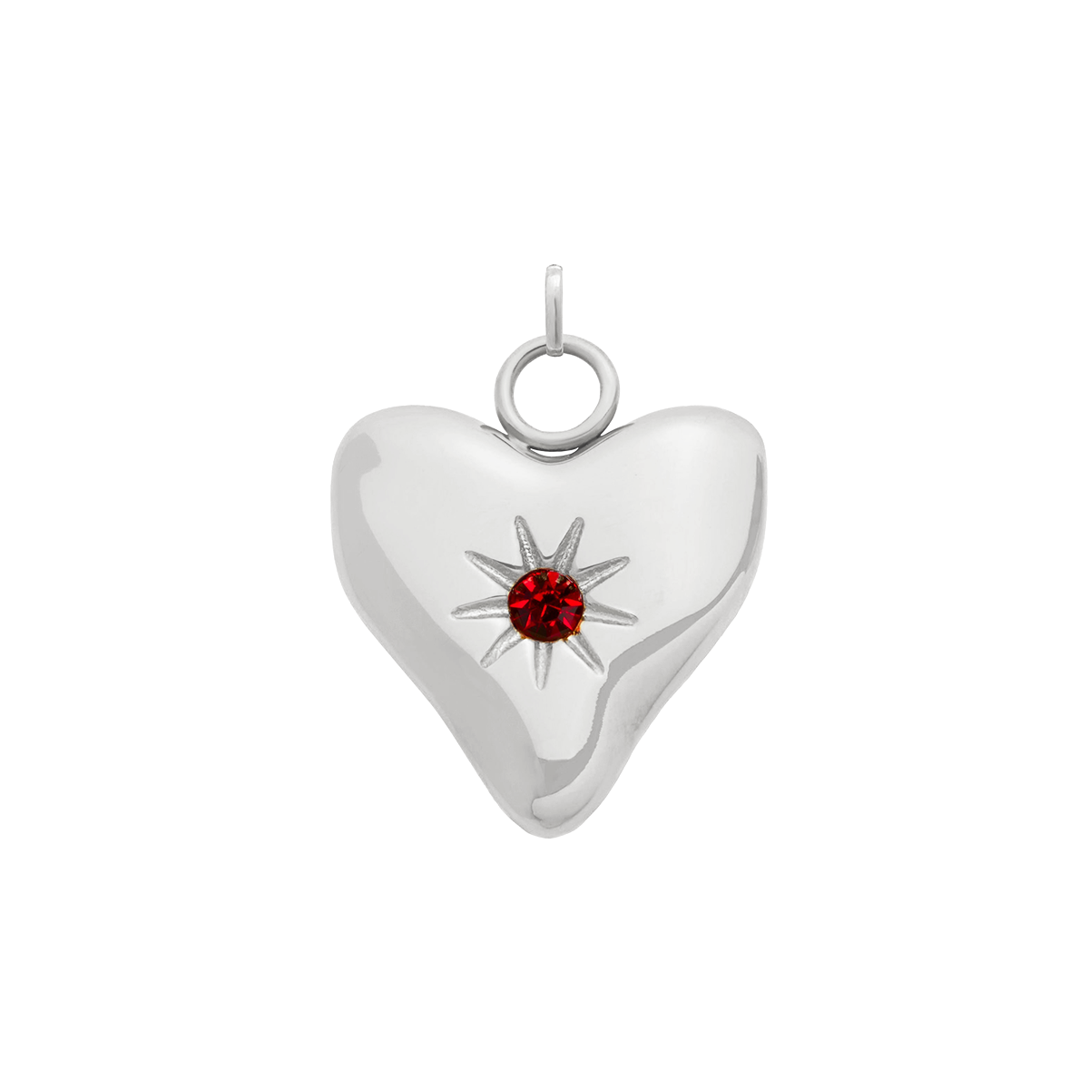 Molten Heart Birthstone Charm (Silver)