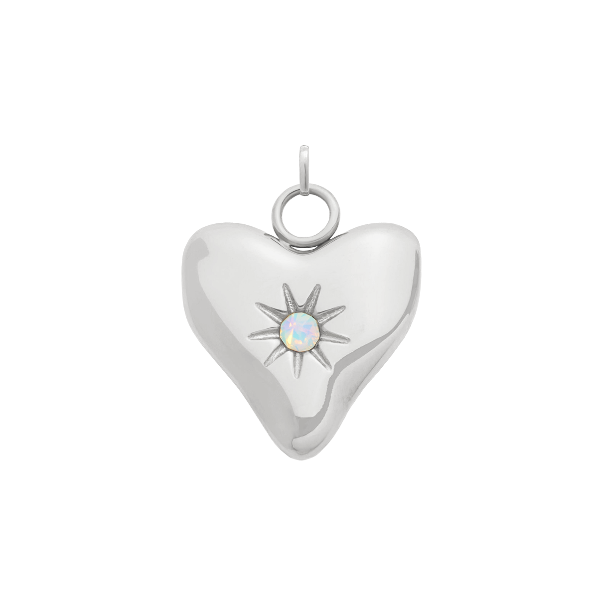 Molten Heart Birthstone Charm (Silver)
