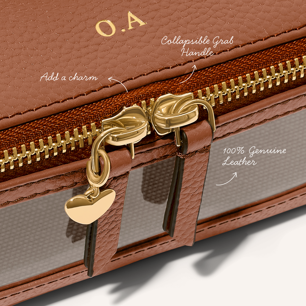 Large Vanity Cosmetic Bag (Tan)