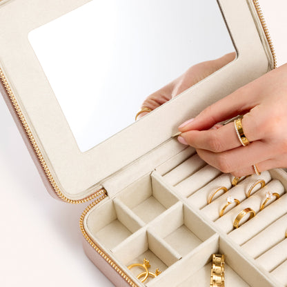 Large Leather Jewellery Box (Blush Nude)