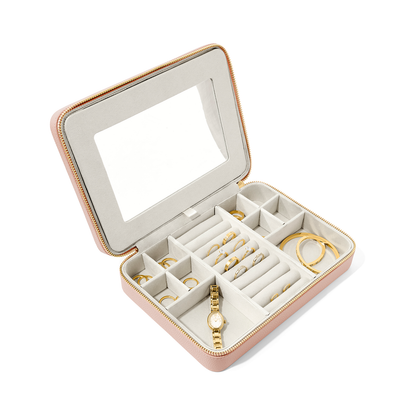 Large Leather Jewellery Box (Blush Nude)