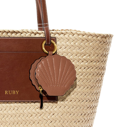 Leather Shell Pouch Keyring (Tan)