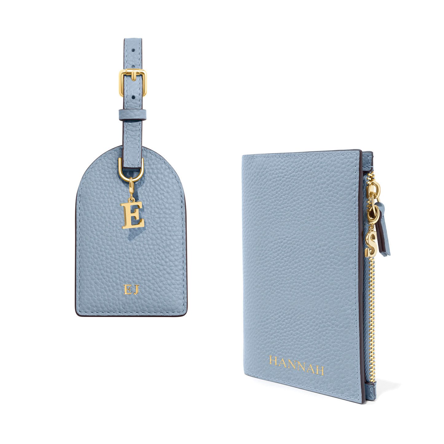 Leather Travel Set (Powder Blue) TEST