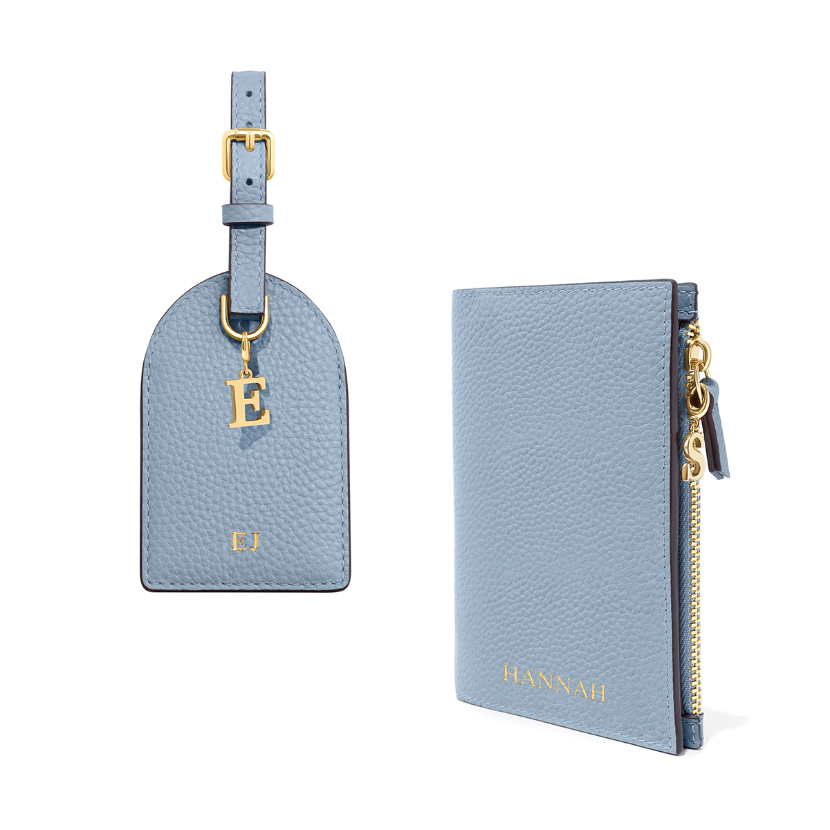 Leather Travel Set (Powder Blue) TEST