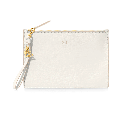 Leather Clutch Pouch (Ivory)