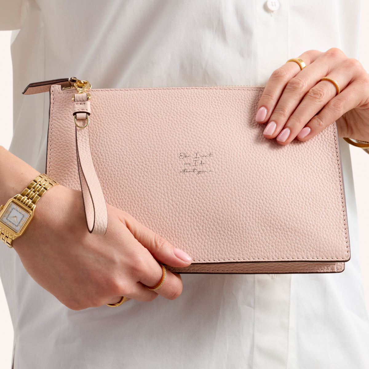 Leather Clutch Pouch (Blush)