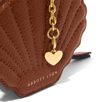 Leather Shell Pouch Keyring (Tan)