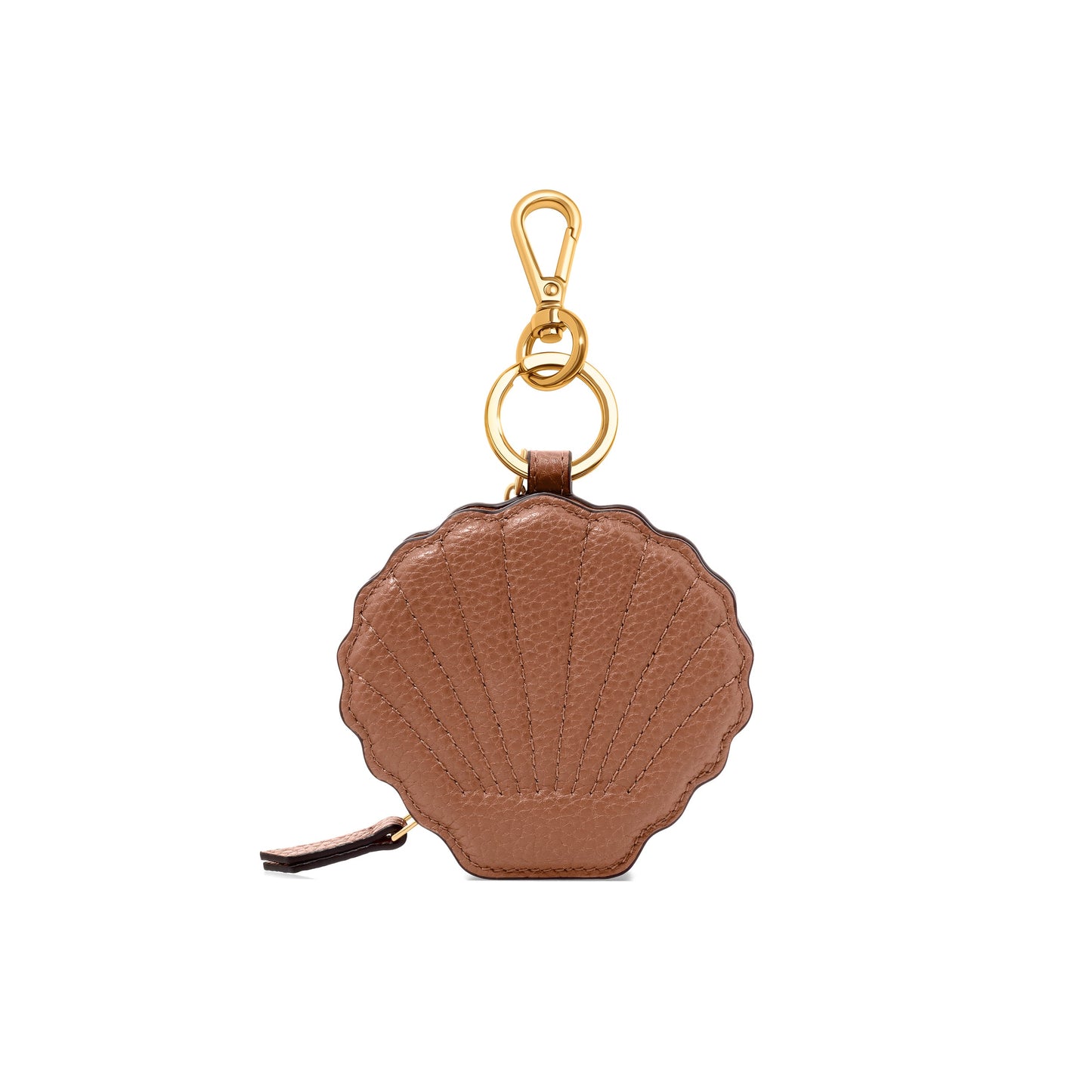 Leather Shell Pouch Keyring (Tan)