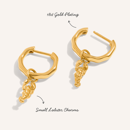 Ocean Charms Lobster Huggie Earrings (Gold)