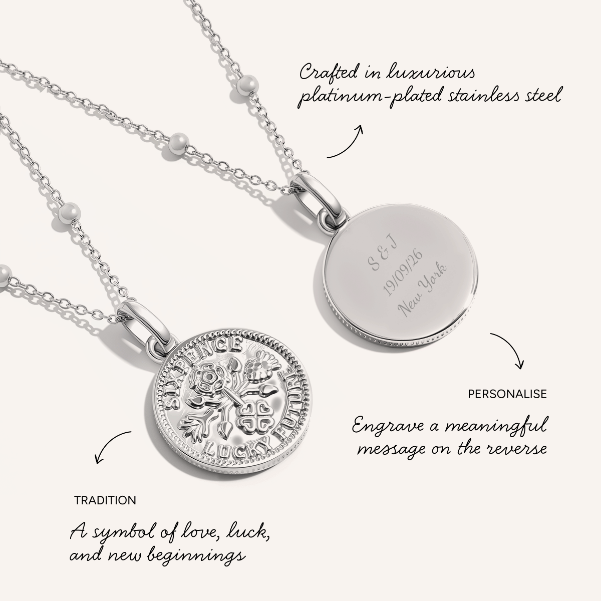 Lucky Sixpence Coin Necklace (Silver)