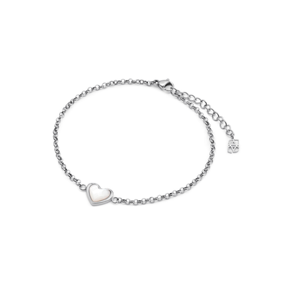 Mother of Pearl Heart Bracelet (Silver)