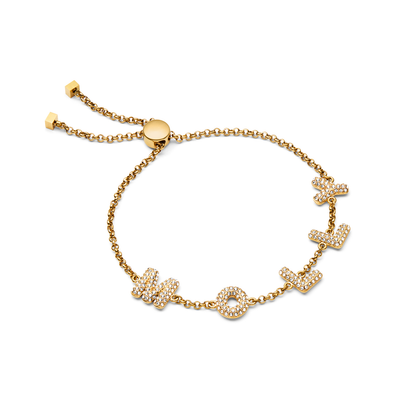 Spotlight Pave Bubble Name Bracelet (Gold)