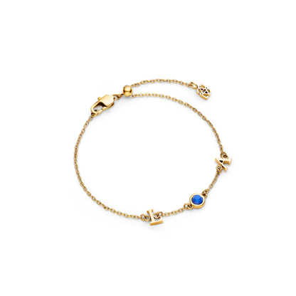 Made Mine Initials & Birthstone Bracelet - Gold
