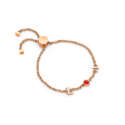 Made Mine Initials & Birthstone Bracelet (Rose Gold)