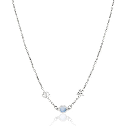 Made Mine Initials & Birthstone Necklace (Silver)