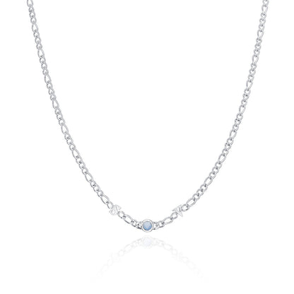 Made Mine Initials & Birthstone Necklace (Silver)