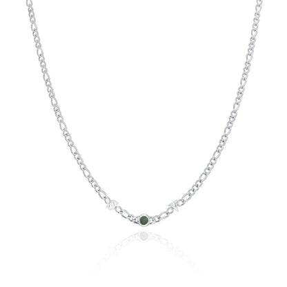 Made Mine Initials & Birthstone Necklace (Silver)