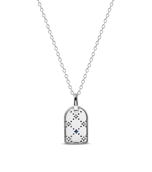 Mini Monogram Birthstone Tag Necklace (Silver)