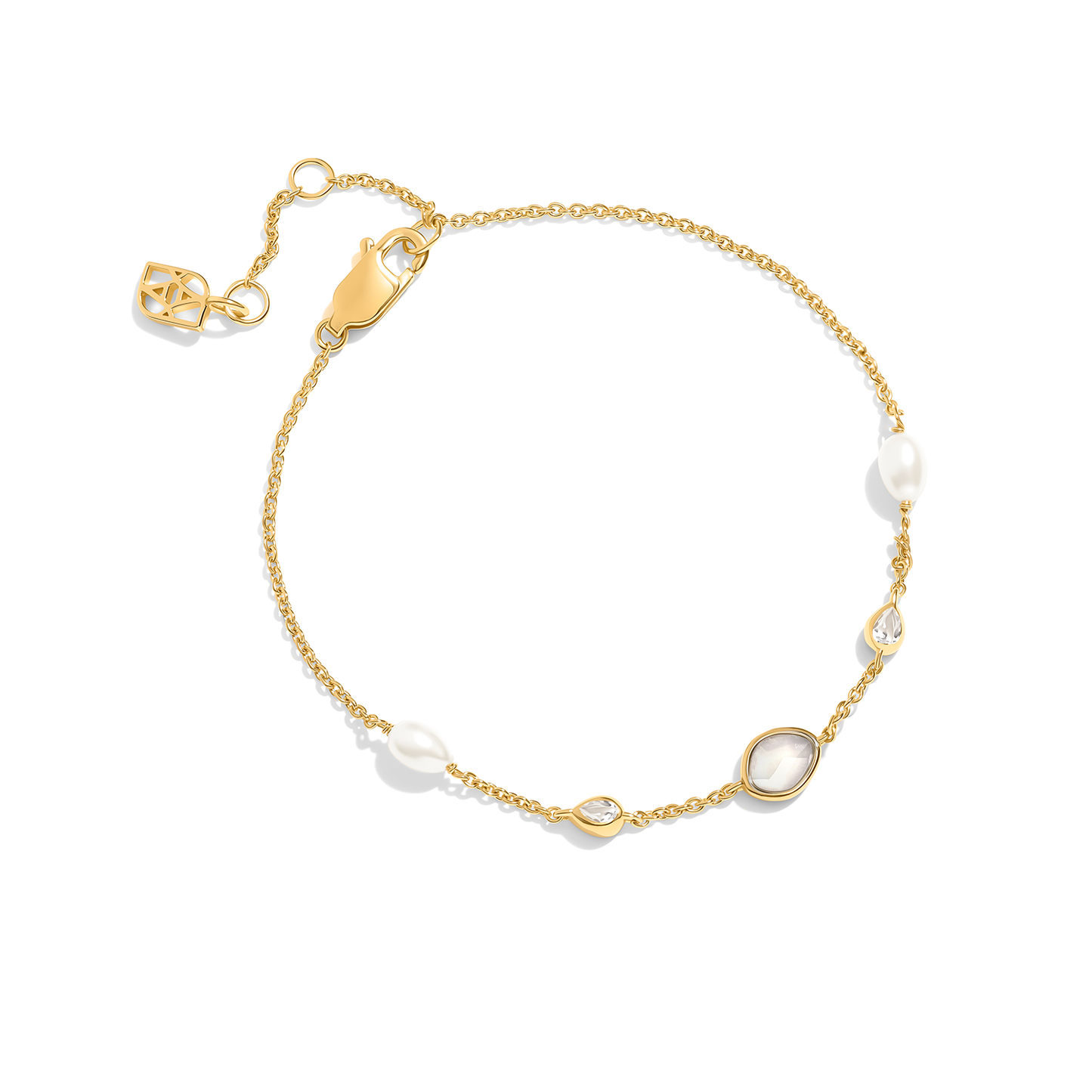 Modern Elegance Quartz & Pearl Jewellery Set (Gold)