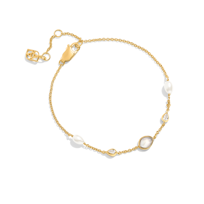 Modern Elegance Quartz & Pearl Jewellery Set (Gold)