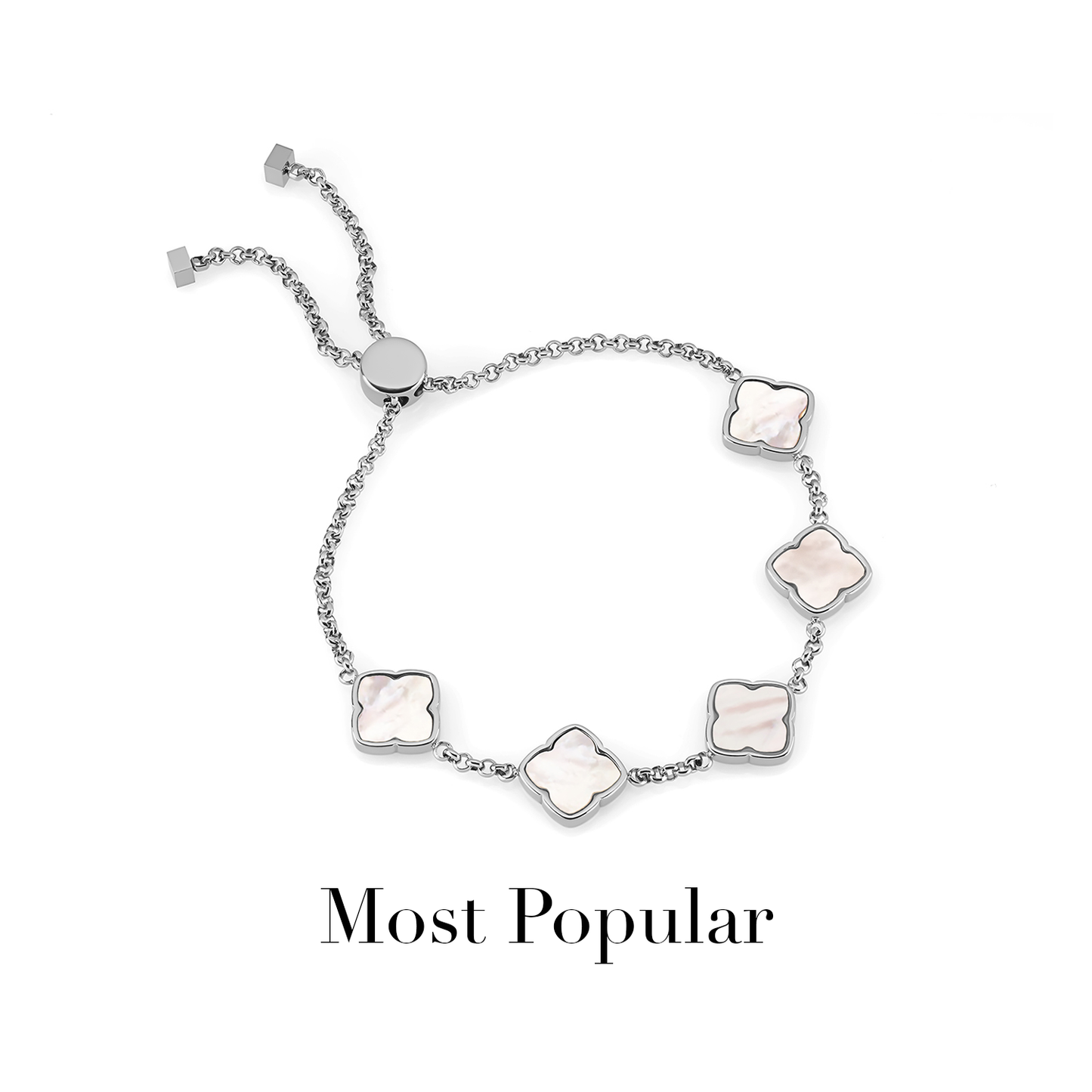Multi Pearl Clover Bracelet - Silver