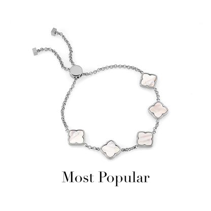 Multi Pearl Clover Bracelet - Silver