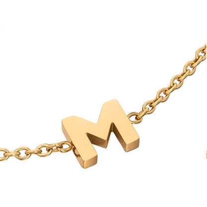 Birthstone & Made Mine Letter Bracelet (Gold)
