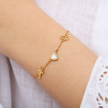 Made Mine Initials & Birthstone Bracelet - Gold