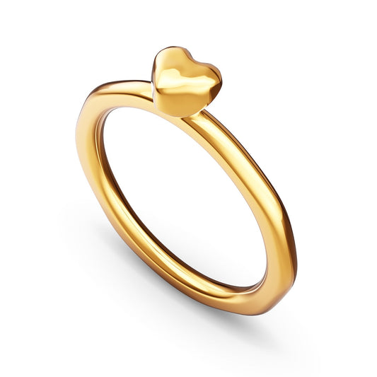 Layering Sterling Silver Molten Heart Ring (Gold)