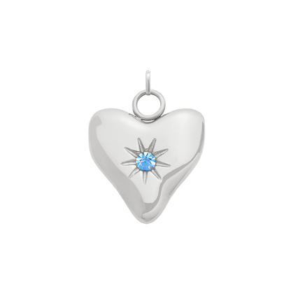 Molten Heart Birthstone Charm (Silver)