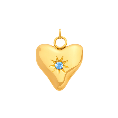 Molten Heart Birthstone Charm (Gold)