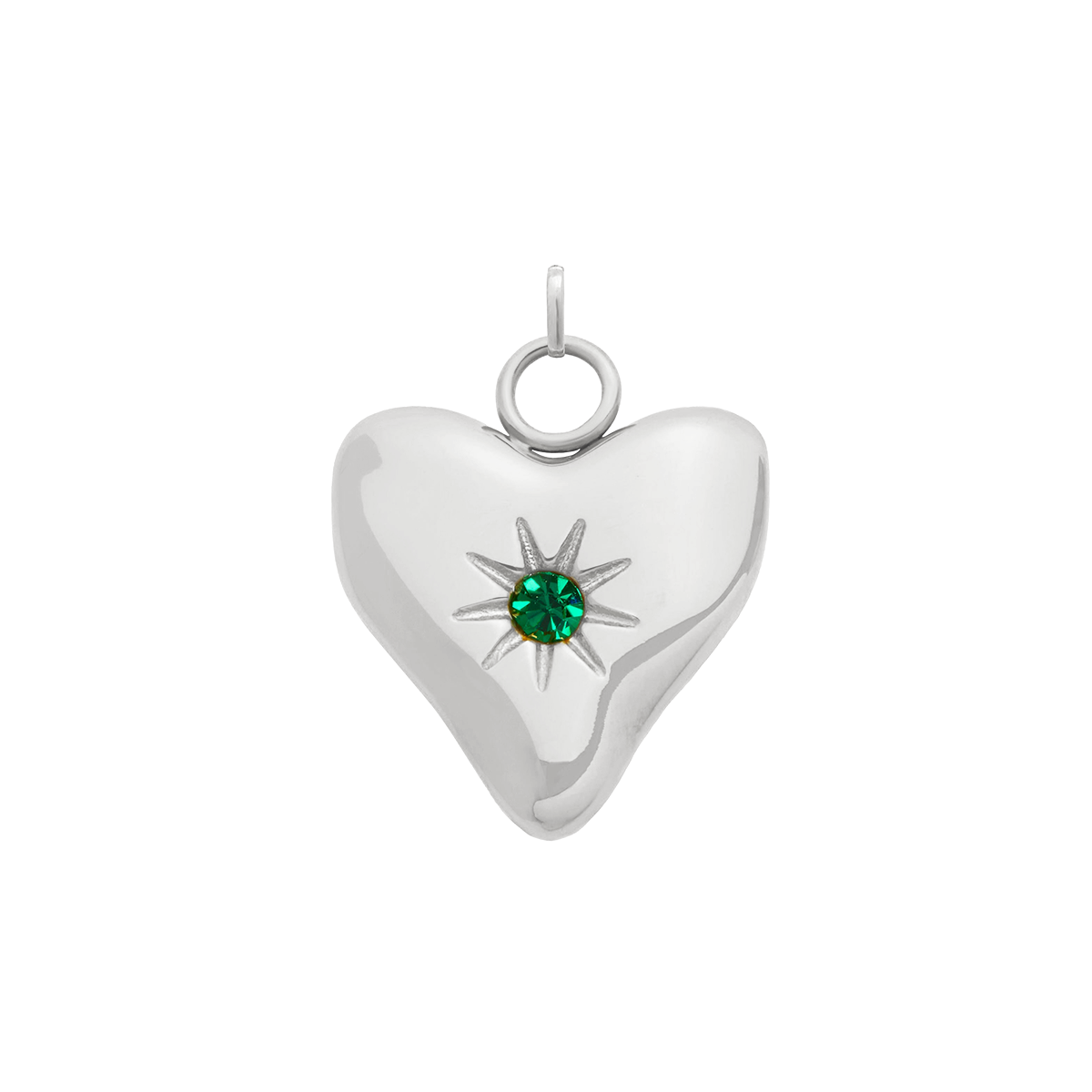 Molten Heart Birthstone Charm (Silver)