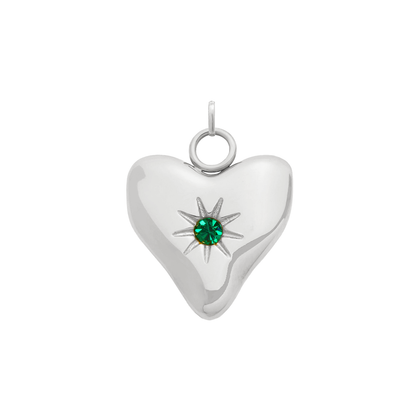 Molten Heart Birthstone Charm (Silver)