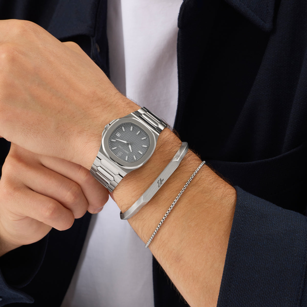 Knightsbridge 40 Charcoal Sports Watch (Silver)