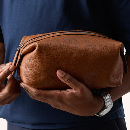 Leather Wash Bag (Tan)