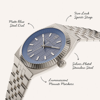 Grosvenor 40 Steel Blue Watch (Silver)