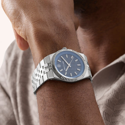 Grosvenor 40 Steel Blue Watch (Silver)