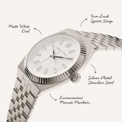 Grosvenor 40 White Watch (Silver)