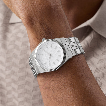 Grosvenor 40 White Watch (Silver)