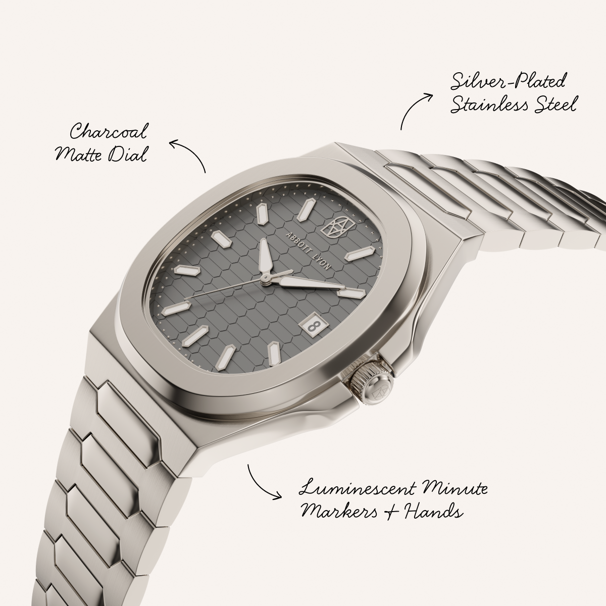 Knightsbridge 40 Charcoal Sports Watch (Silver)