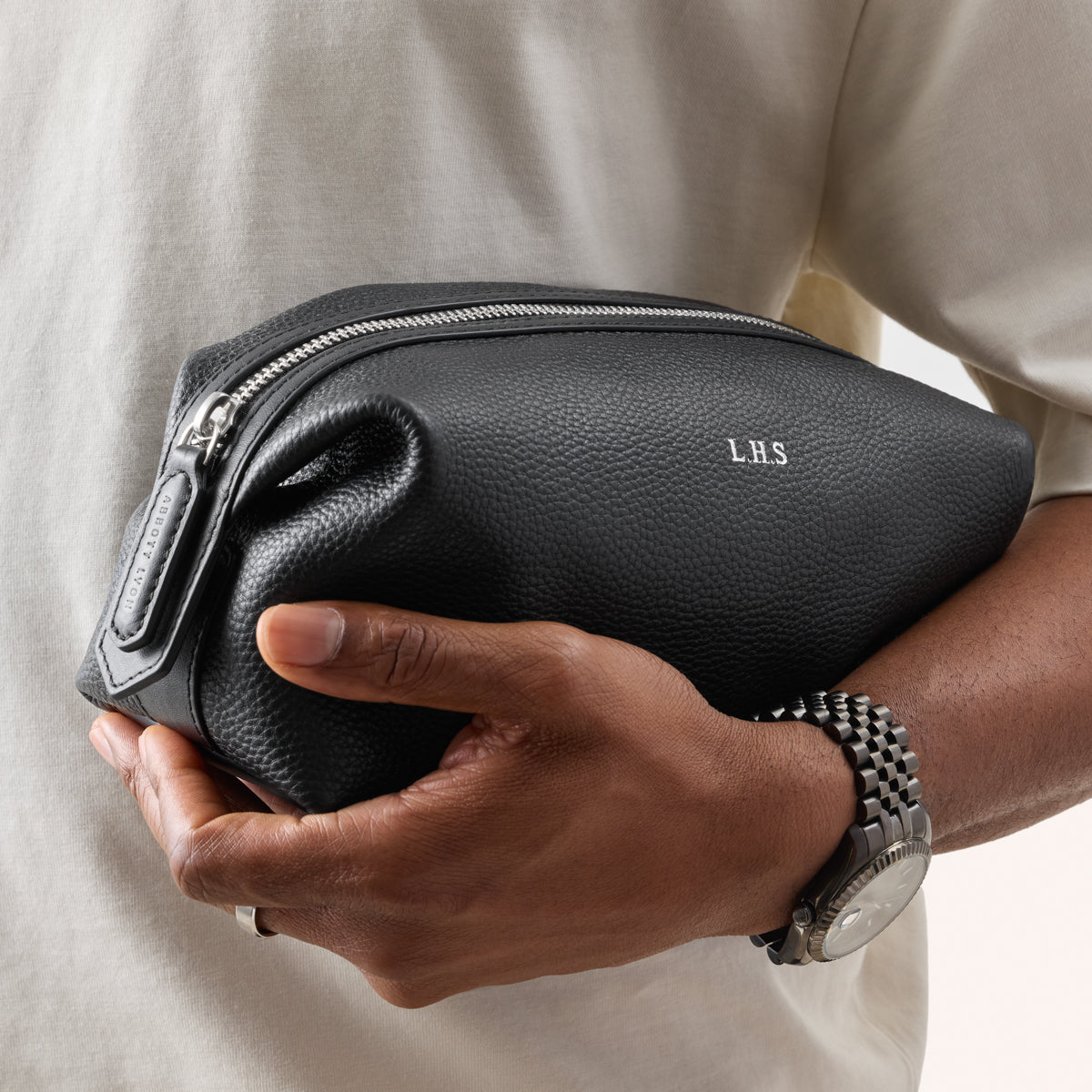 Leather Wash Bag (Black)