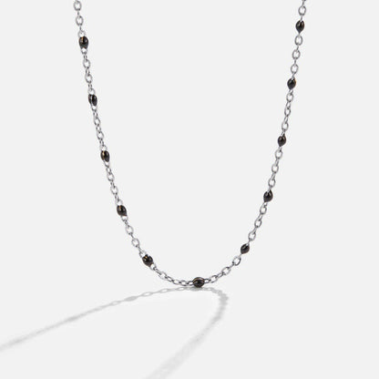 Mila Black Bead Silver Necklace