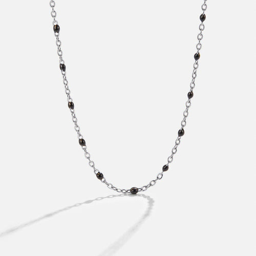 Mila Black Bead Silver Necklace