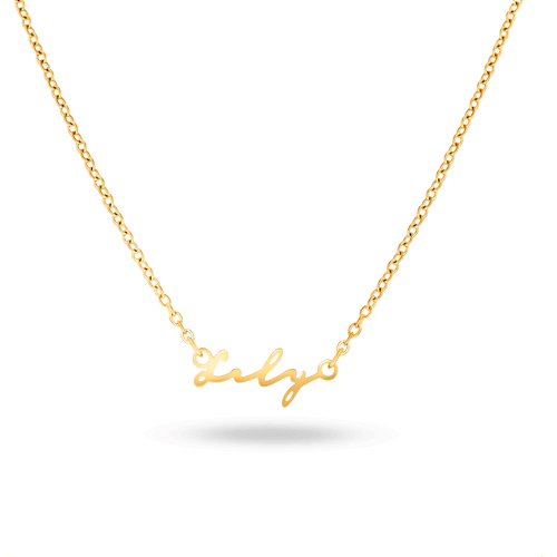 Fine Mini Signature Name Necklace (Gold)