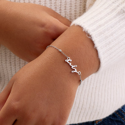 Mini Me Signature Name Bracelet (Silver)