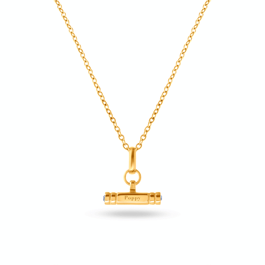 Mini Custom Stamped T-Bar Necklace (Gold)