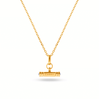 Mini Custom Stamped T-Bar Necklace (Gold)