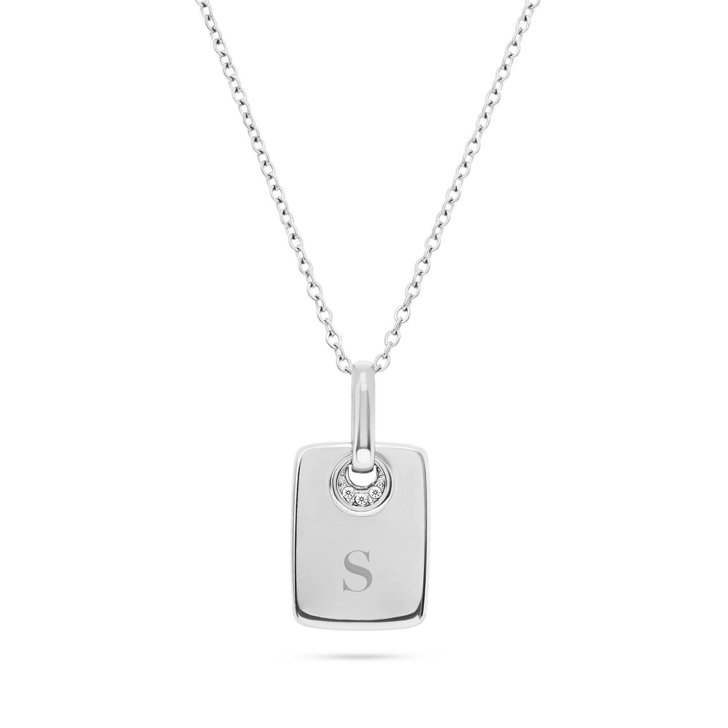 Mini Written In The Stars Initial Tag Necklace (Silver)