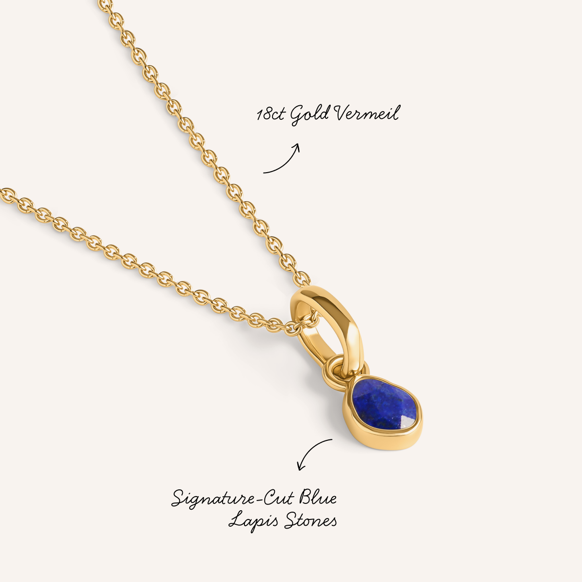 Signature Cut Blue Lapis Necklace (Gold)