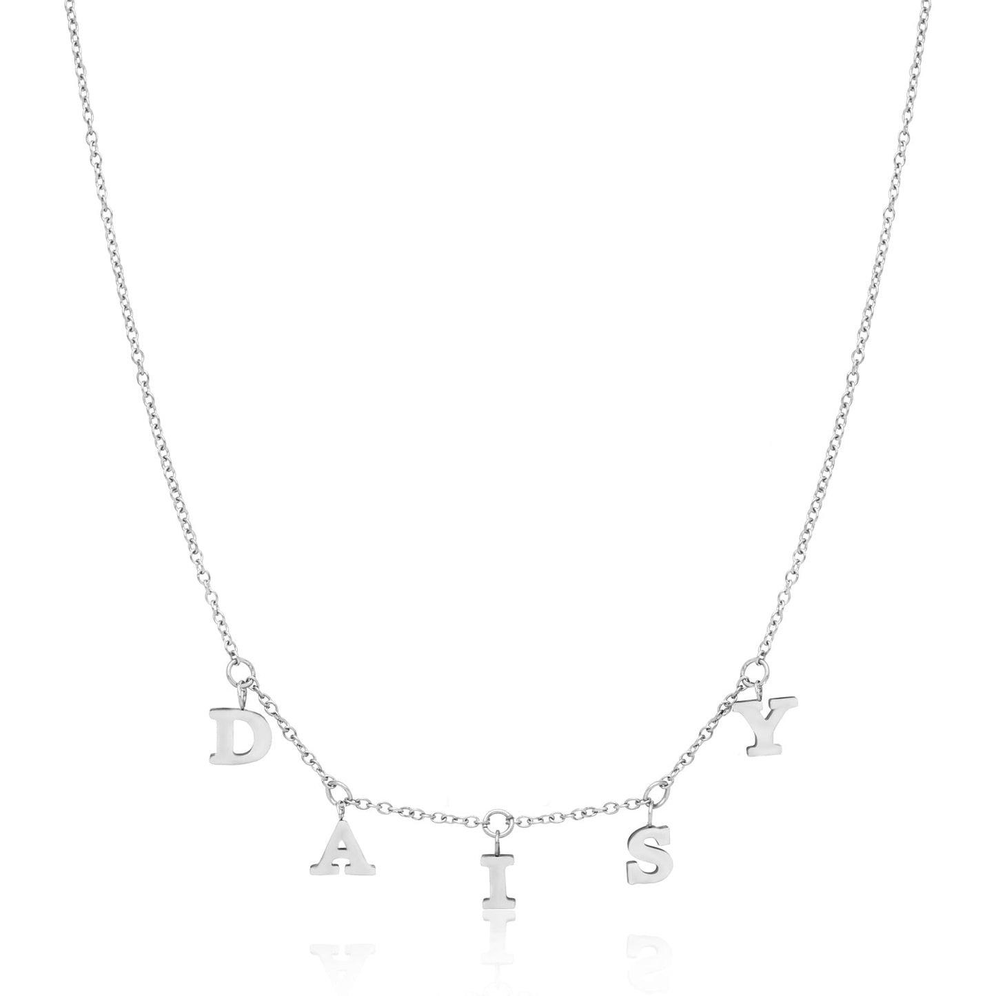 Mini Hanging Letter Name Necklace (Silver)